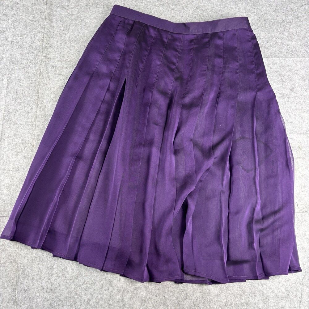 Vintage Saville Purple Sheer Pleated Midi Skirt Lined Pleated Womens 16W USA